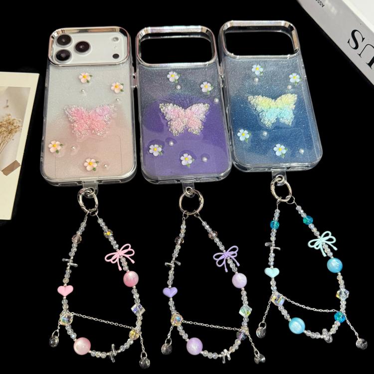 Broken Diamond Heart Bow Crystal Phone Charm, Blue, Purple, Pink