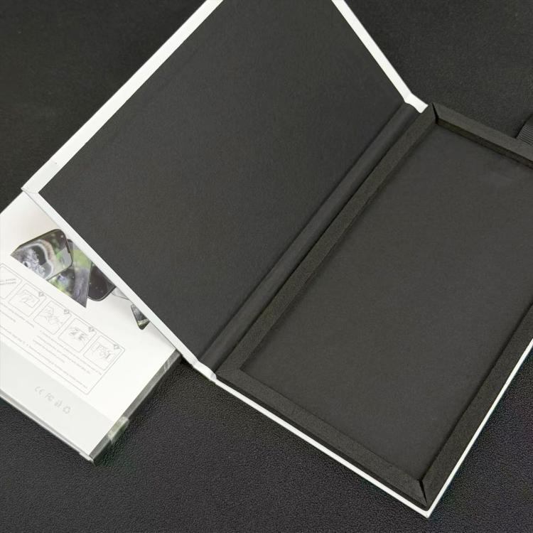 Boîte d'emballage rigide pliante en papier couché cuivre double face de qualité supérieure avec crochet de suspension pour protection d'écran de tablette, 50 pièces