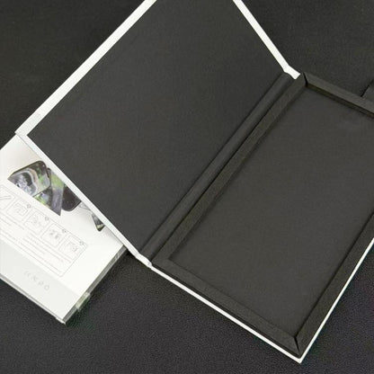 Boîte d'emballage rigide pliante en papier couché cuivre double face de qualité supérieure avec crochet de suspension pour protection d'écran de tablette, 50 pièces
