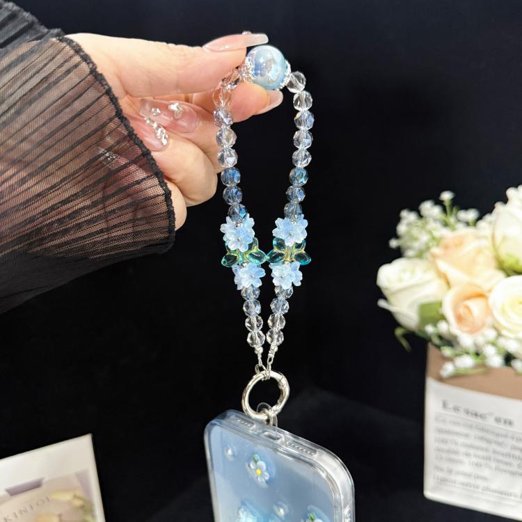 Iridescent Crystal Flower Cluster Phone Charm, Orange, Purple, Blue