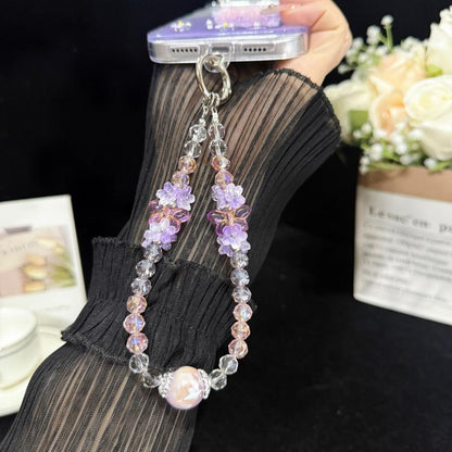 Iridescent Crystal Flower Cluster Phone Charm, Orange, Purple, Blue