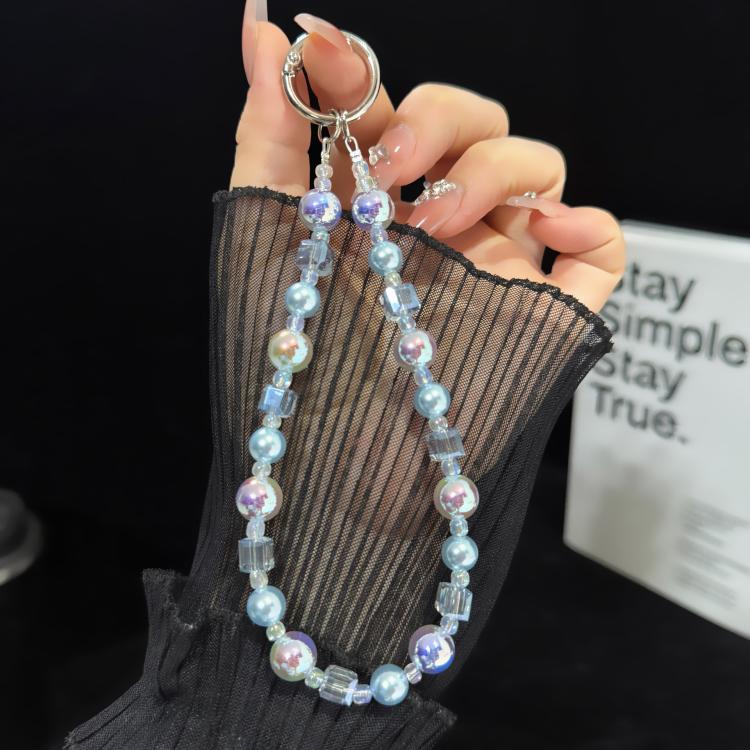 Iridescent Pearlescent Crystal Phone Charm, Blue, Pink, White, Purple