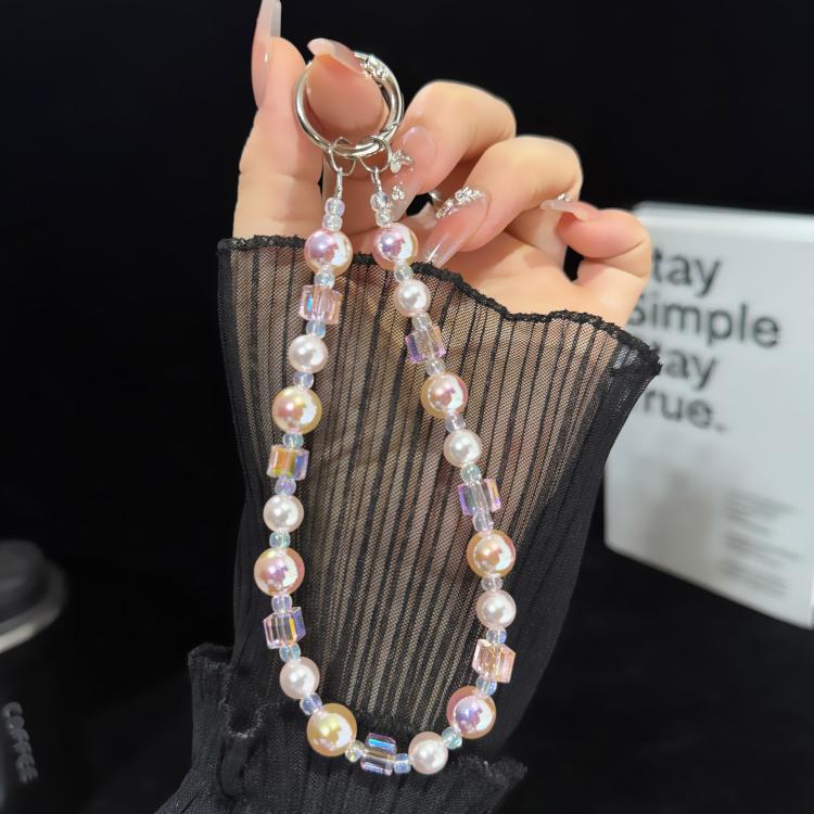 Iridescent Pearlescent Crystal Phone Charm, Blue, Pink, White, Purple