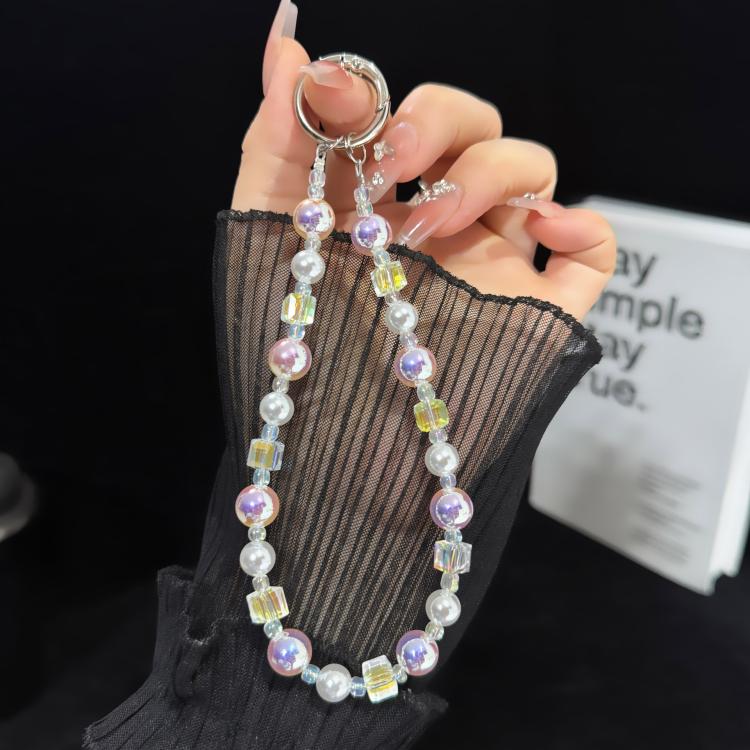 Iridescent Pearlescent Crystal Phone Charm, Blue, Pink, White, Purple