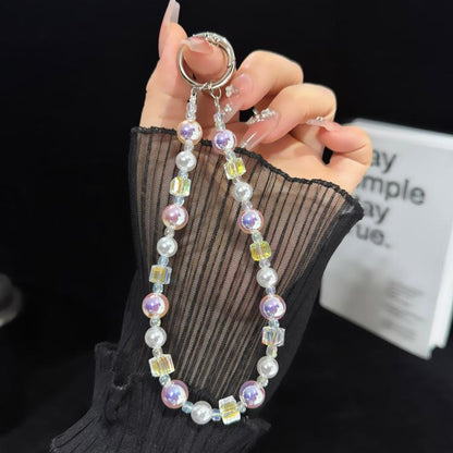 Iridescent Pearlescent Crystal Phone Charm, Blue, Pink, White, Purple
