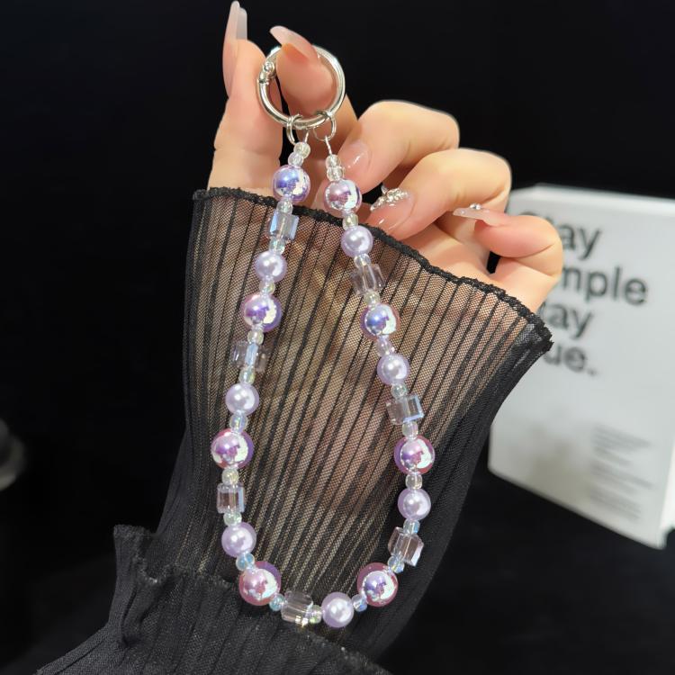 Iridescent Pearlescent Crystal Phone Charm, Blue, Pink, White, Purple