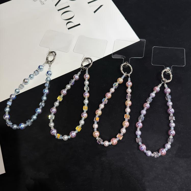 Iridescent Pearlescent Crystal Phone Charm, Blue, Pink, White, Purple