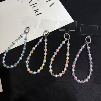Iridescent Pearlescent Crystal Phone Charm, Blue, Pink, White, Purple