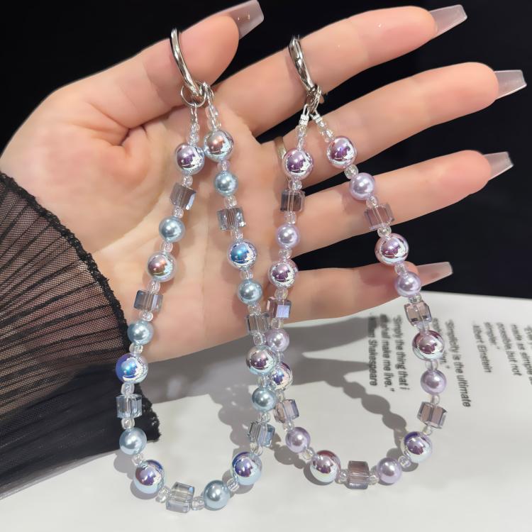 Iridescent Pearlescent Crystal Phone Charm, Blue, Pink, White, Purple