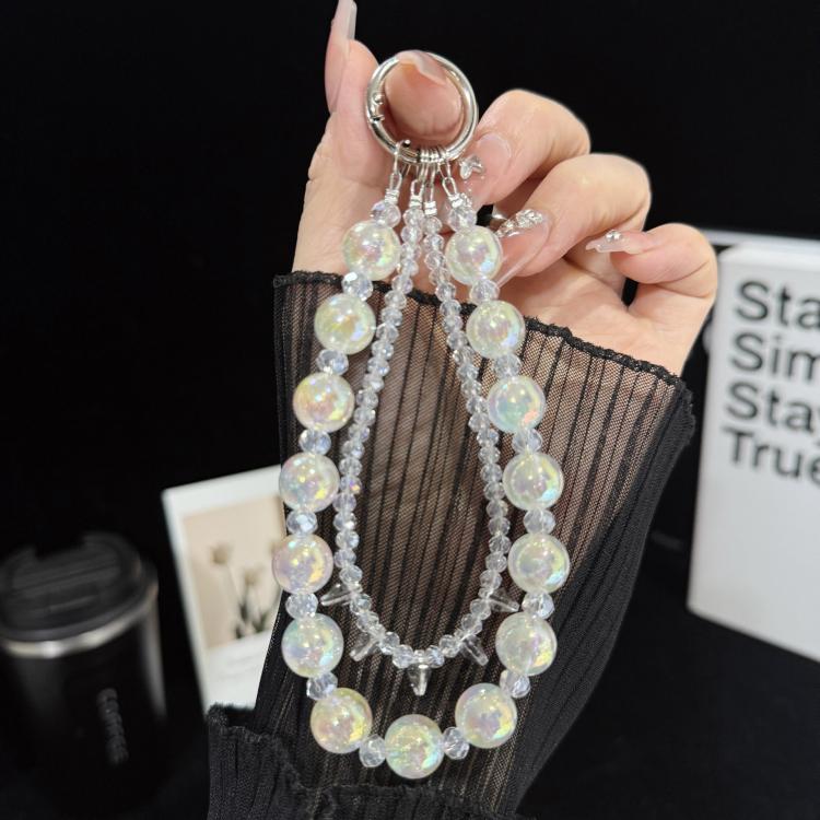 Iridescent Bubble Style Double Layer Crystal Phone Charm, Green, Pink, White, Purple