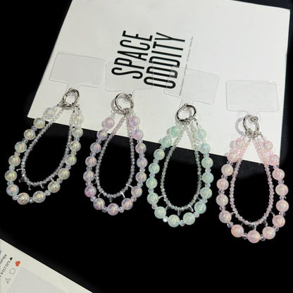 Iridescent Bubble Style Double Layer Crystal Phone Charm, Green, Pink, White, Purple