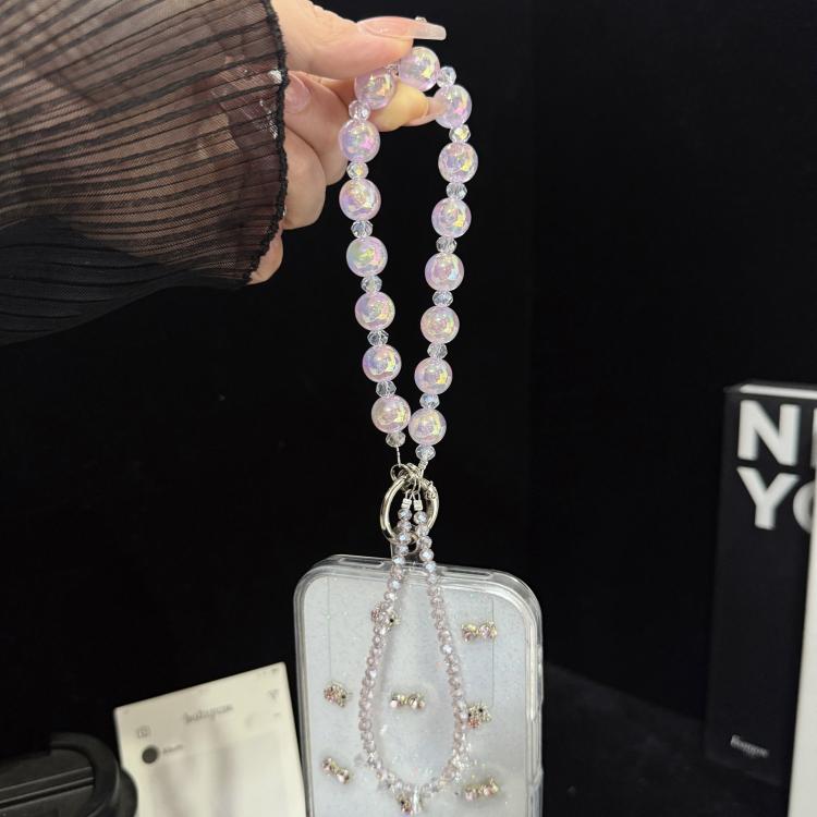Iridescent Bubble Style Double Layer Crystal Phone Charm, Green, Pink, White, Purple