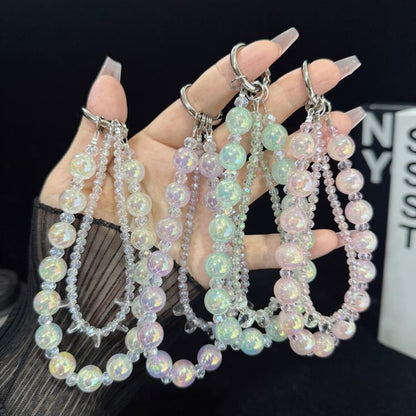 Iridescent Bubble Style Double Layer Crystal Phone Charm, Green, Pink, White, Purple