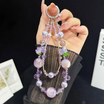 Iridescent Pearlescent 3D Flower Double Layer Phone Charm, Purple, Blue, Orange