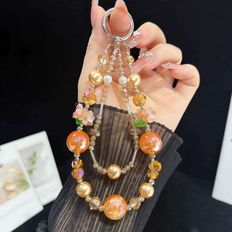 Iridescent Pearlescent 3D Flower Double Layer Phone Charm, Purple, Blue, Orange