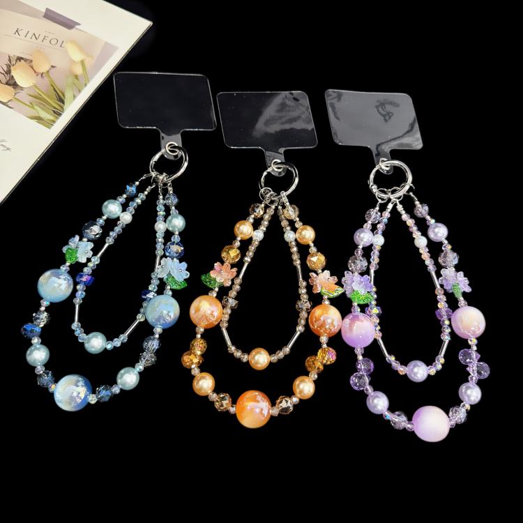 Iridescent Pearlescent 3D Flower Double Layer Phone Charm, Purple, Blue, Orange