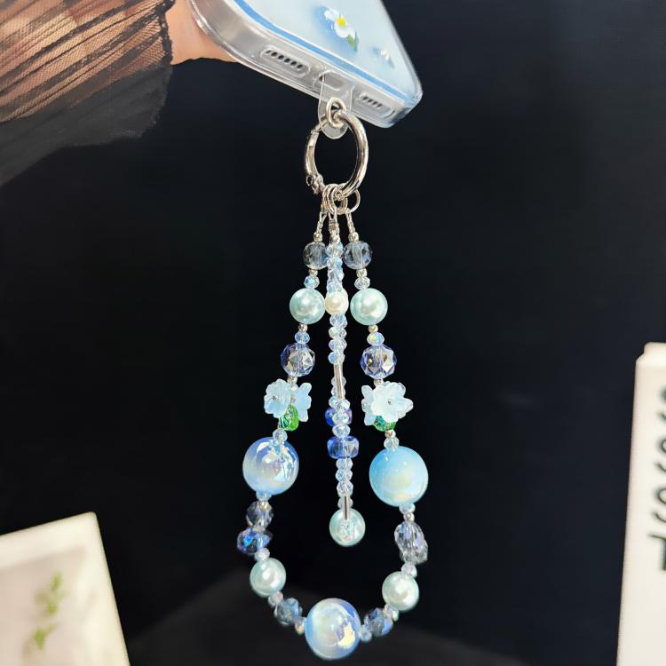 Iridescent Pearlescent 3D Flower Double Layer Phone Charm, Purple, Blue, Orange