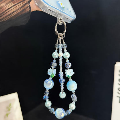 Iridescent Pearlescent 3D Flower Double Layer Phone Charm, Purple, Blue, Orange