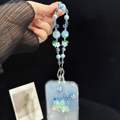 Iridescent Pearlescent 3D Flower Double Layer Phone Charm, Purple, Blue, Orange