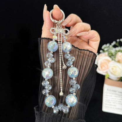 Large Bead Bow Tassel Crystal Chain, Purple, Blue, Pink, 白色, Green