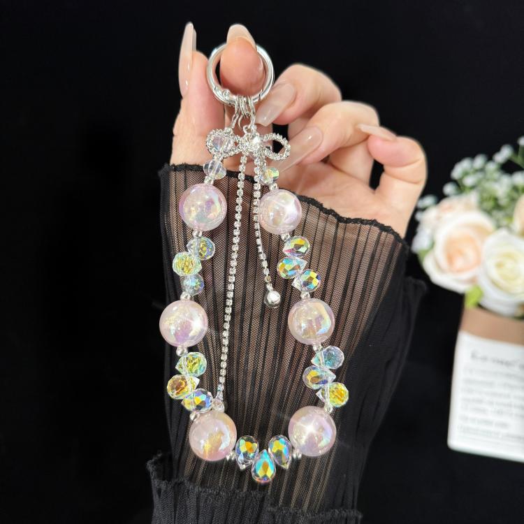 Large Bead Bow Tassel Crystal Chain, Purple, Blue, Pink, 白色, Green