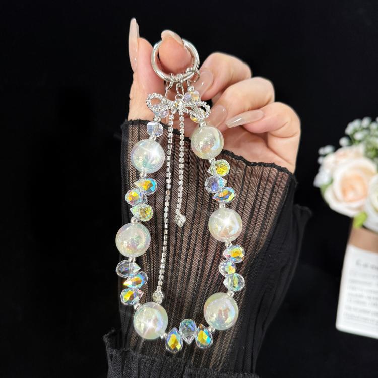 Large Bead Bow Tassel Crystal Chain, Purple, Blue, Pink, 白色, Green