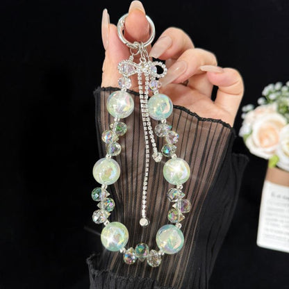 Large Bead Bow Tassel Crystal Chain, Purple, Blue, Pink, 白色, Green