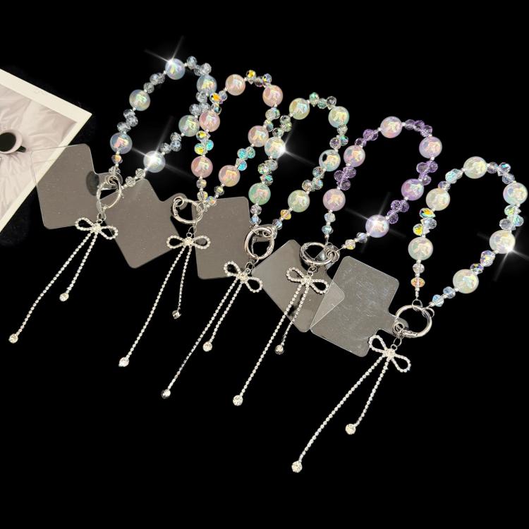 Large Bead Bow Tassel Crystal Chain, Purple, Blue, Pink, 白色, Green
