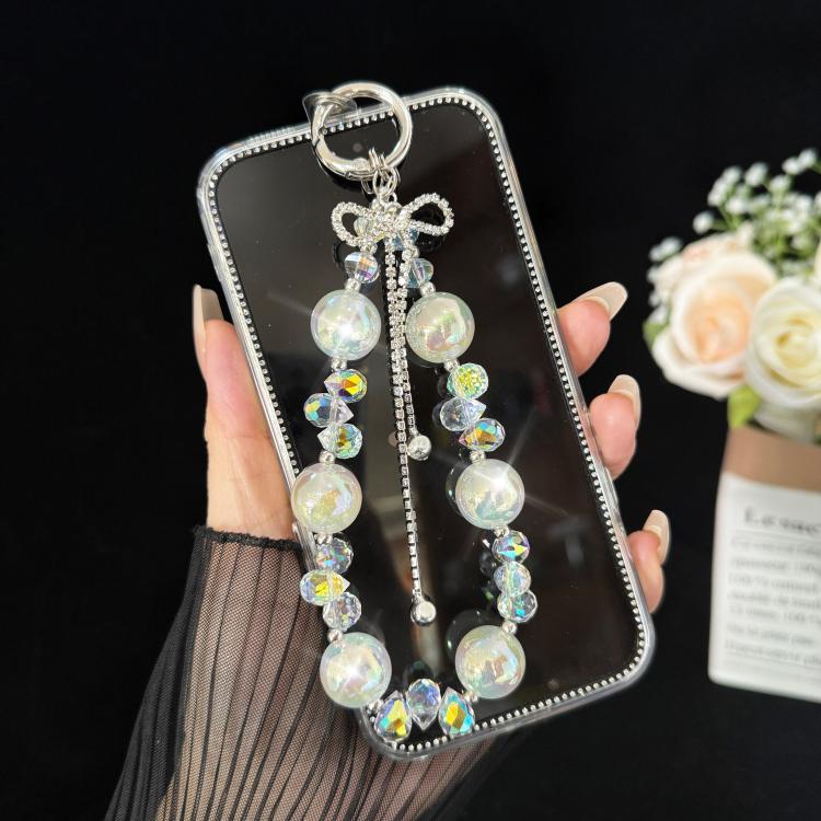 Large Bead Bow Tassel Crystal Chain, Purple, Blue, Pink, 白色, Green