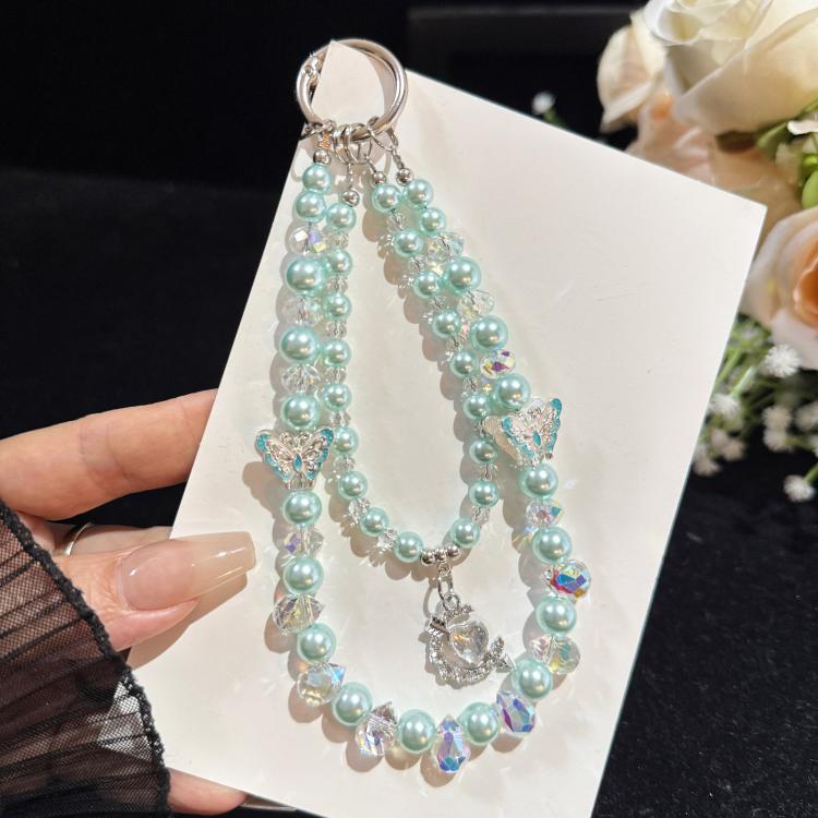 Alloy Heart Butterfly Double-layer Crystal Chain, Purple, Blue, Pink, Green