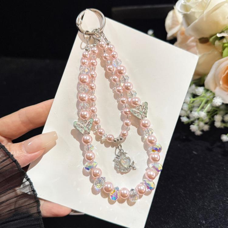 Alloy Heart Butterfly Double-layer Crystal Chain, Purple, Blue, Pink, Green