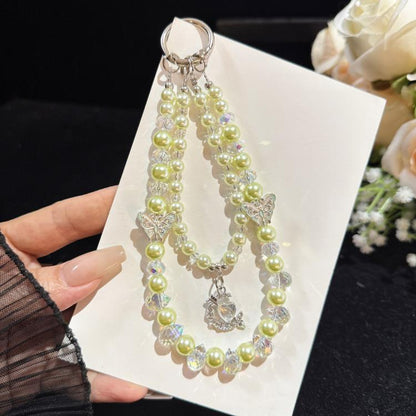 Alloy Heart Butterfly Double-layer Crystal Chain, Purple, Blue, Pink, Green