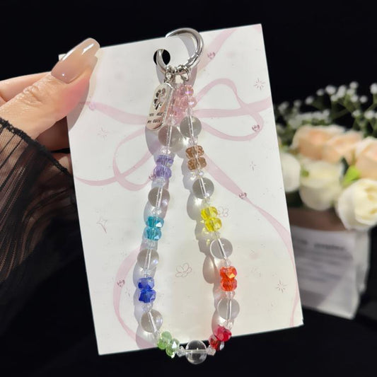 Iridescent Crystal Flower Cluster Phone Charm, Multicolor, Blue, Brown