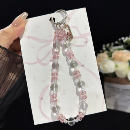 Iridescent Crystal Flower Cluster Phone Charm, Multicolor, Blue, Brown
