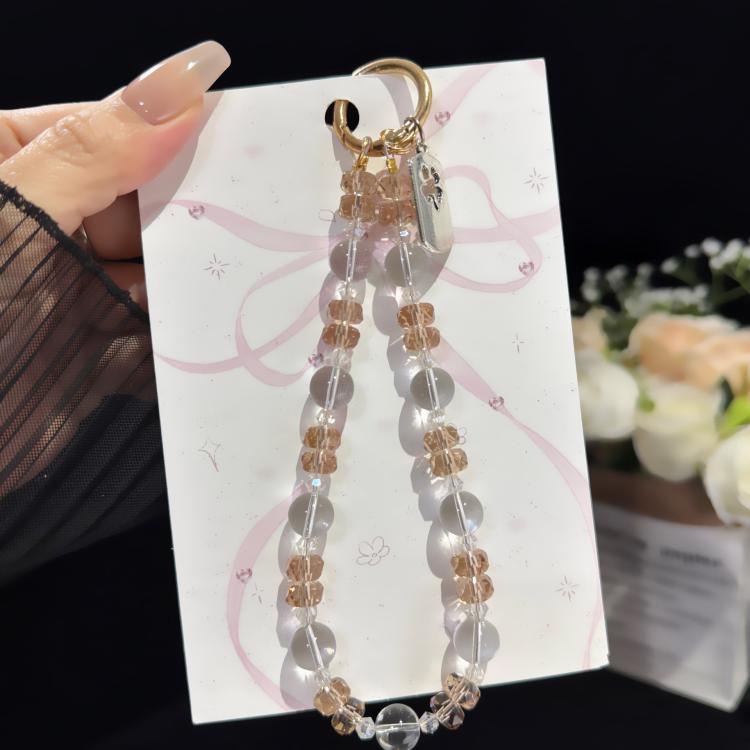 Iridescent Crystal Flower Cluster Phone Charm, Multicolor, Blue, Brown