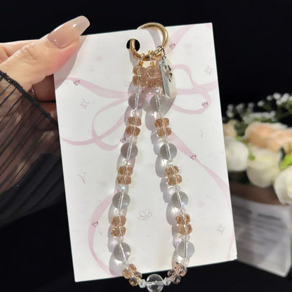 Iridescent Crystal Flower Cluster Phone Charm, Multicolor, Blue, Brown