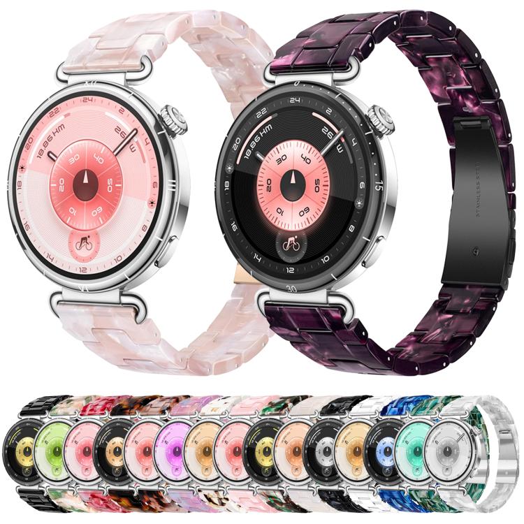 Slim Butterfly Clasp Three Beads Resin Watch Band, 18mm, 20mm, 22mm