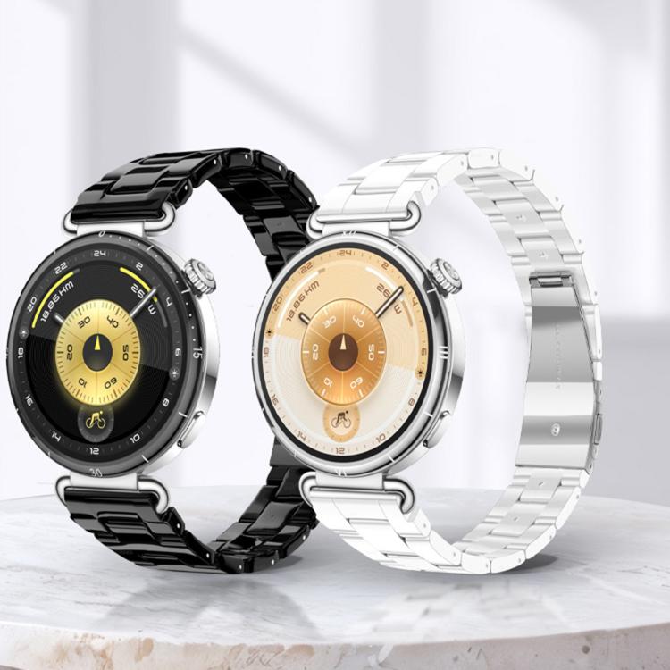 Slim Butterfly Clasp Three Beads Resin Watch Band, 18mm, 20mm, 22mm