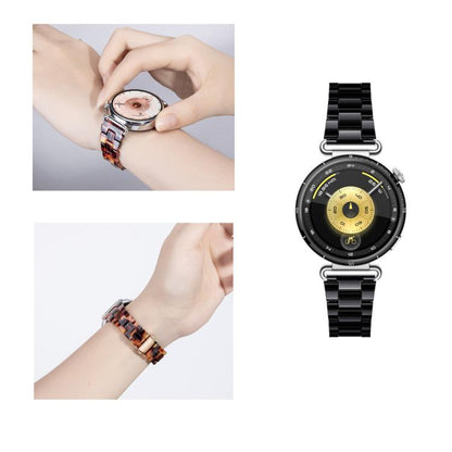 Slim Butterfly Clasp Three Beads Resin Watch Band, 18mm, 20mm, 22mm