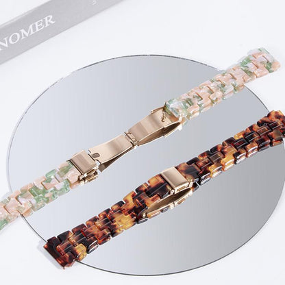 Slim Butterfly Clasp Three Beads Resin Watch Band, 18mm, 20mm, 22mm