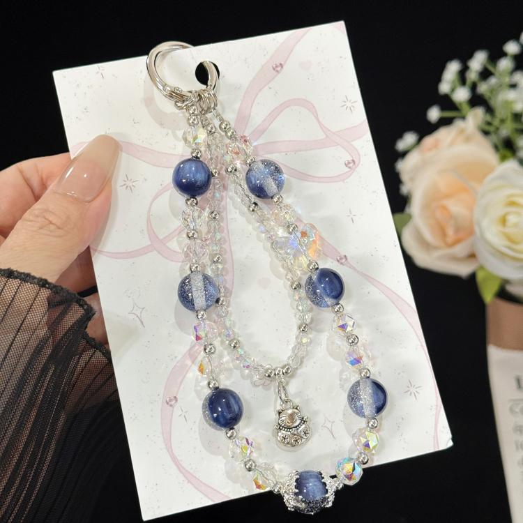 Alloy Lucky Cat Butterfly Double-layer Crystal Chain, Green, Purple, Yellow, Blue