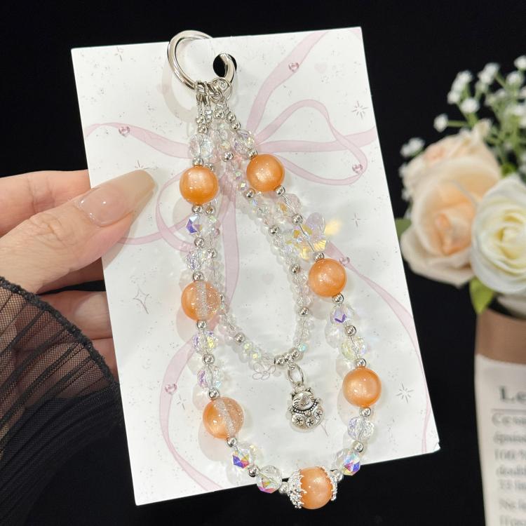 Alloy Lucky Cat Butterfly Double-layer Crystal Chain, Green, Purple, Yellow, Blue