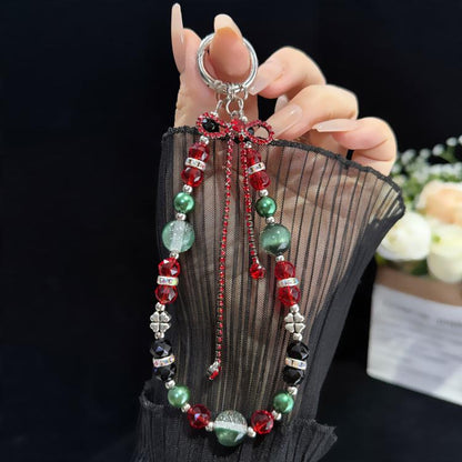Bow Tassel Pendant Crystal Chain, White, Green, Grey