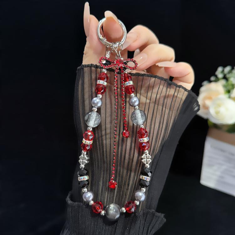 Bow Tassel Pendant Crystal Chain, White, Green, Grey