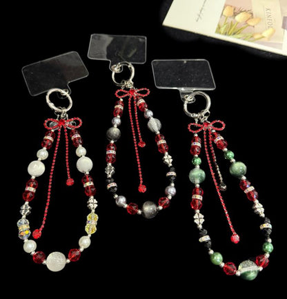 Bow Tassel Pendant Crystal Chain, White, Green, Grey
