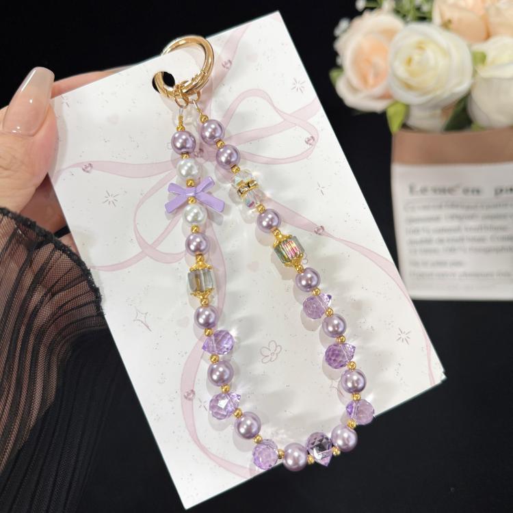 Bow Crystal Chain Phone Strap, Yellow, Purple, Pink, Blue