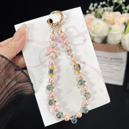Bow Crystal Chain Phone Strap, Yellow, Purple, Pink, Blue