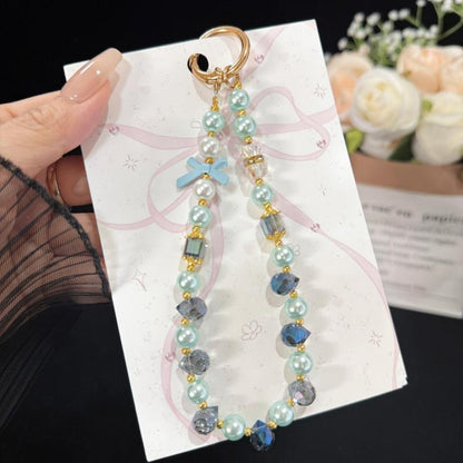 Bow Crystal Chain Phone Strap, Yellow, Purple, Pink, Blue