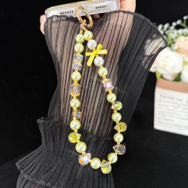 Bow Crystal Chain Phone Strap, Yellow, Purple, Pink, Blue