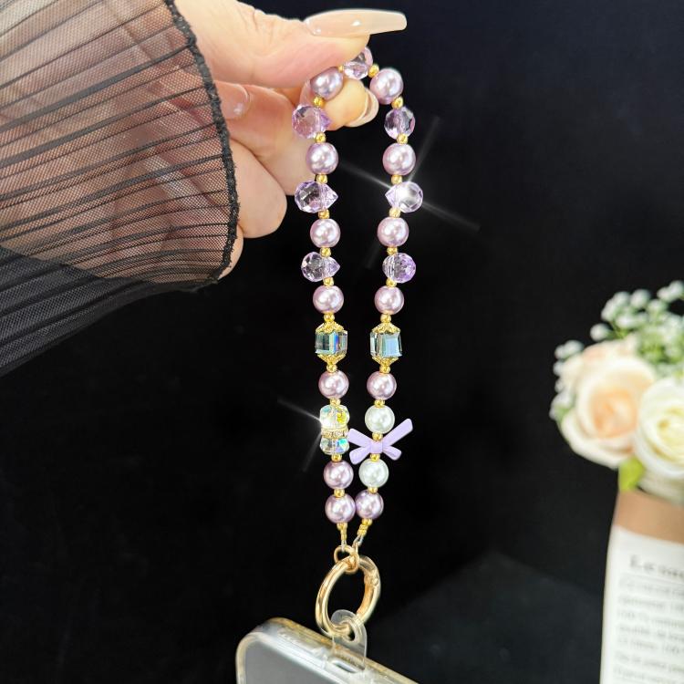 Bow Crystal Chain Phone Strap, Yellow, Purple, Pink, Blue
